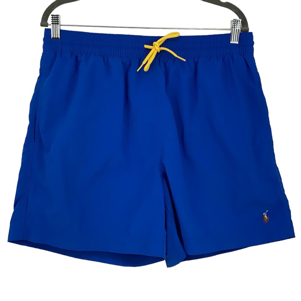 Vtg Polo Ralph Lauren Swim‎ Trunks L Shorts Color Pony 4 Pockets Blue Preppy